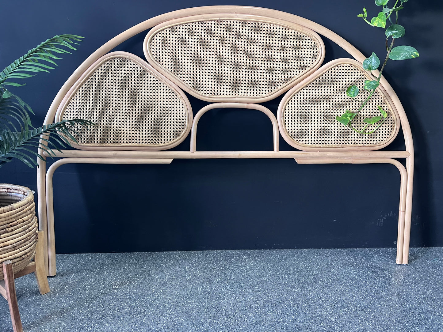 Three Panel Rattan Bedhead